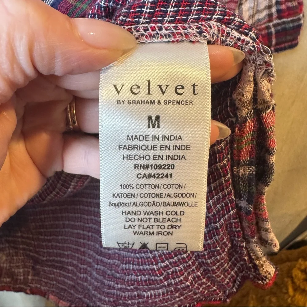 Velvet‎ by Graham & Spencer Red and White Plaid Dress tunic made in India